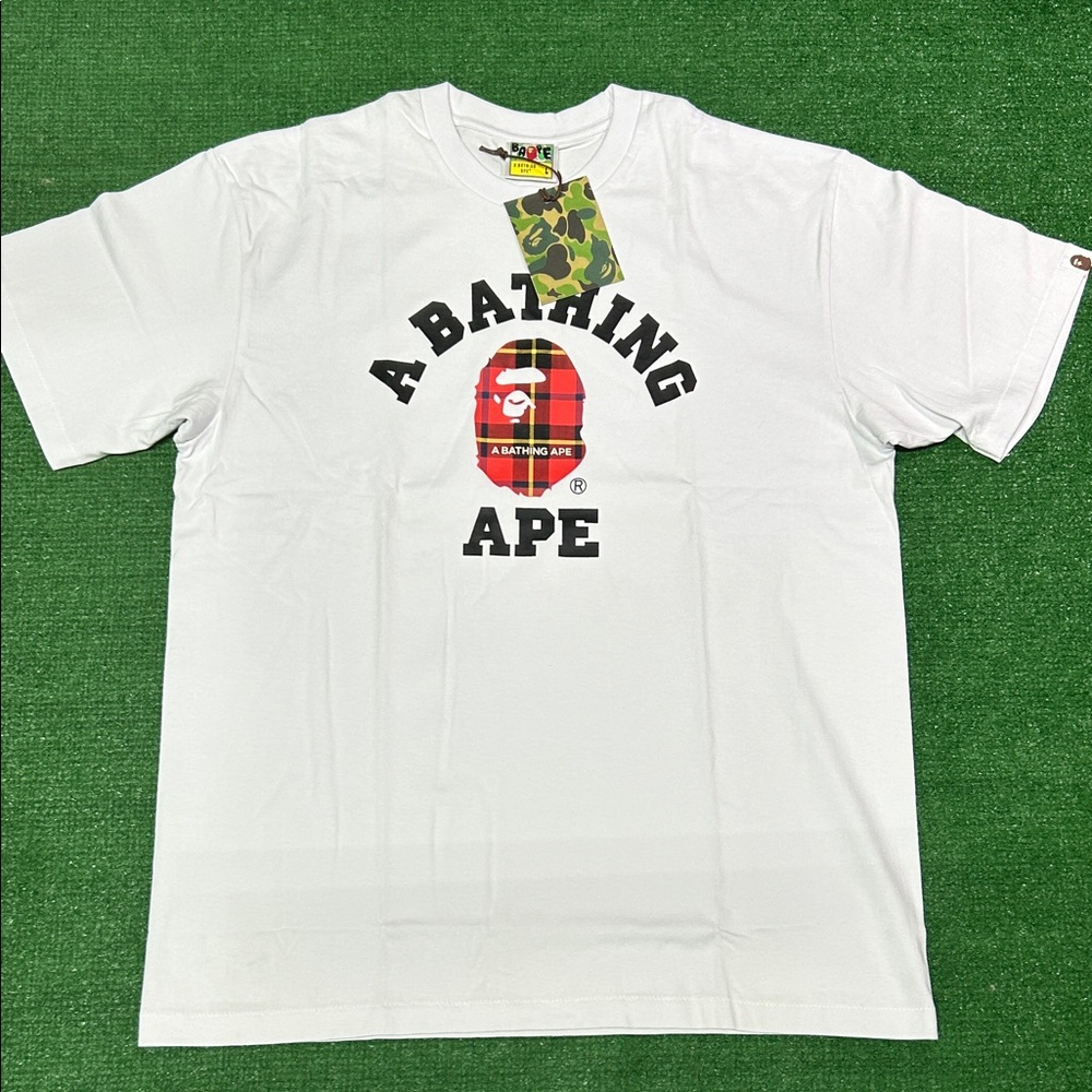 Bape check college tee size L